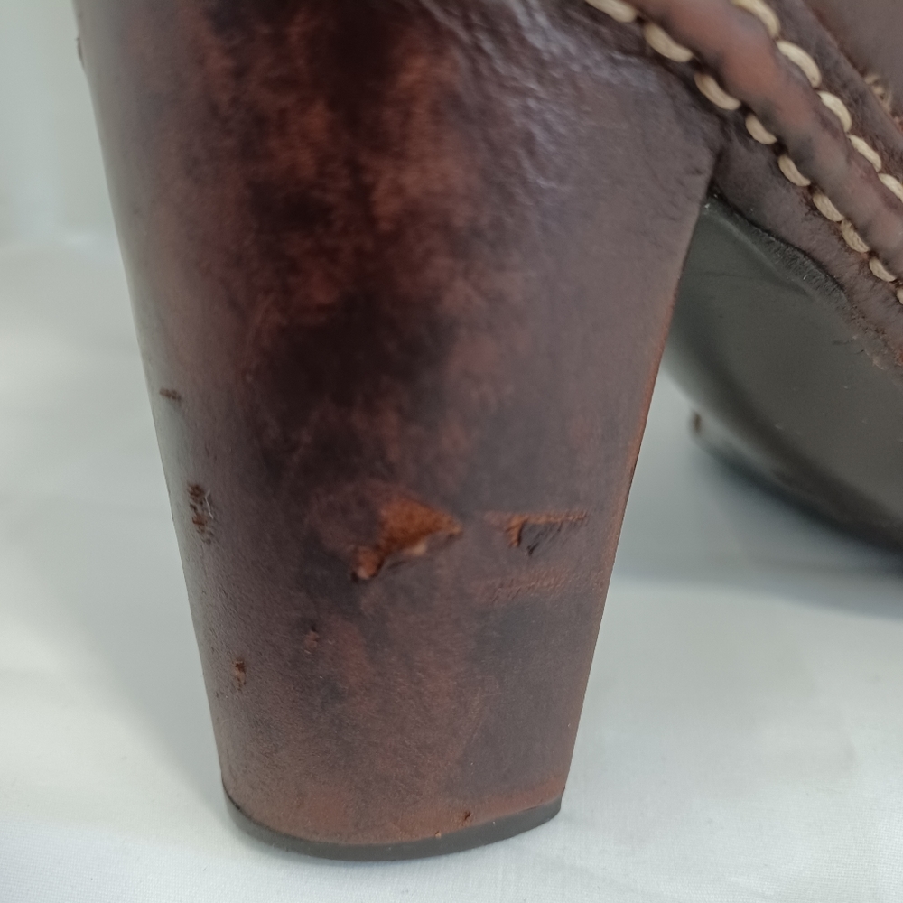 Alberto Fermani chunky heel boots Brown leather zip-up  made in Italy size39 - Picture 8 of 15